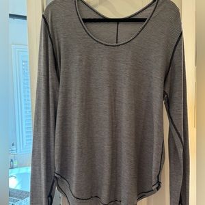 Dark Blue and white stripe long sleeve Lululemon top size 10